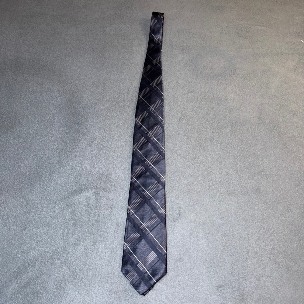 Robert Talbott Best of Class Nordstrom Silk Navy Blue Plaid‎ Geometric Necktie